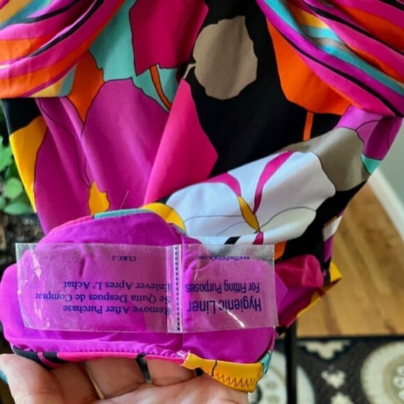 Trina Turk NWT Gemini Plunge Neck Printed One Piece Swimsuit In Multi Color SZ10 - Picture 12 of 16